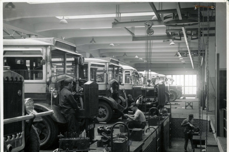 1932 garáž Dejvice údržba autobusů